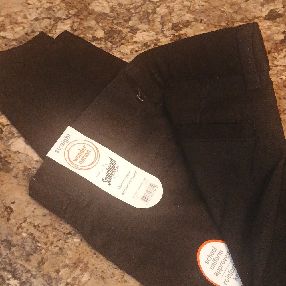 Girls Black Pants WonderNation Straight Leg Size 10 Uniform Approved New W Tag